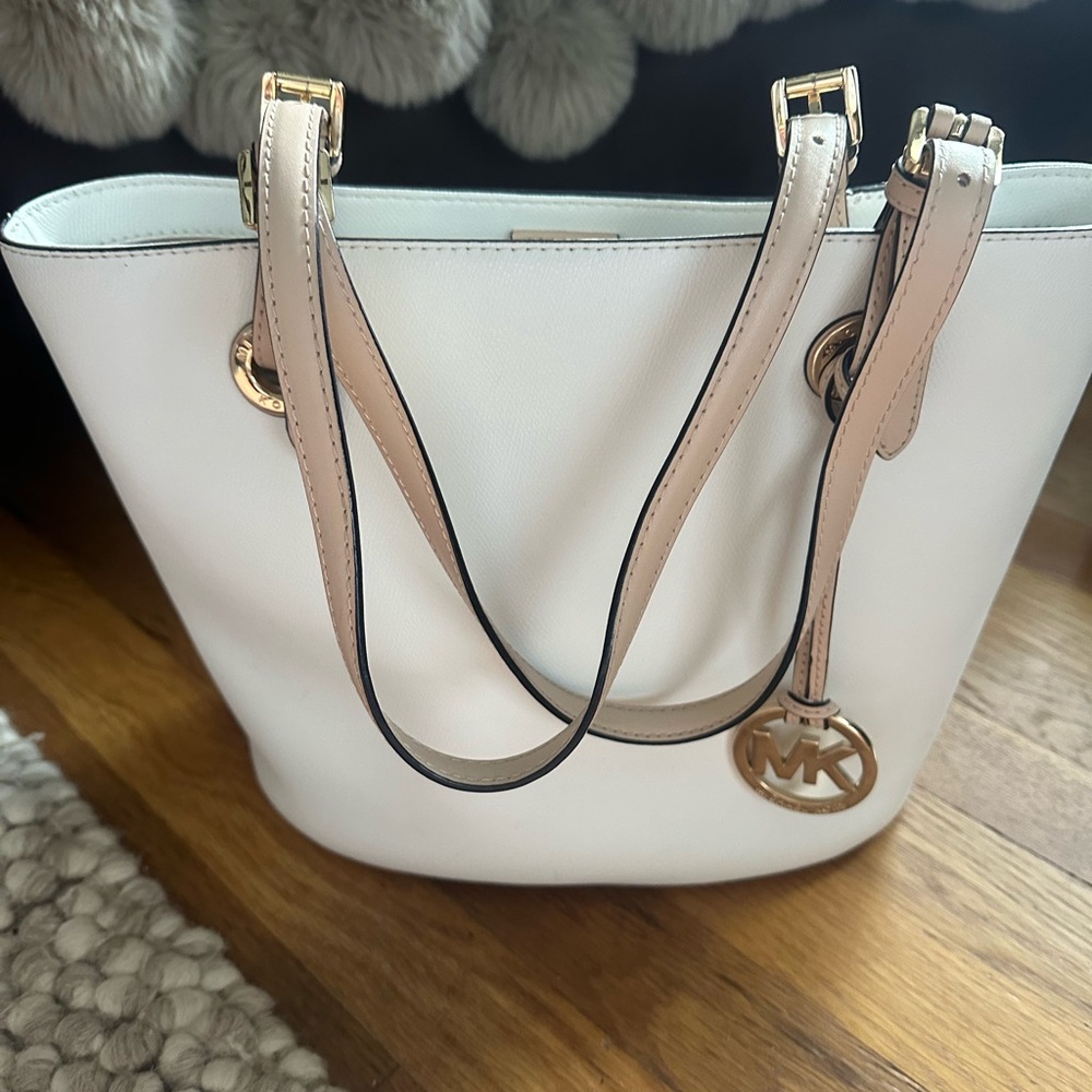Michael Kors Cream Tote with Gold Accents
